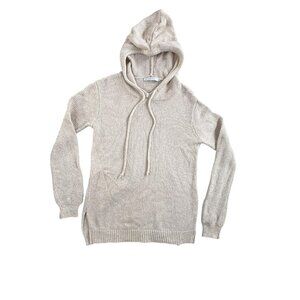 Harper Lane Sweater Womens Small Beige Knit Hoodie Pullover Cotton Lightweight